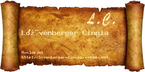 Lövenberger Cinnia névjegykártya